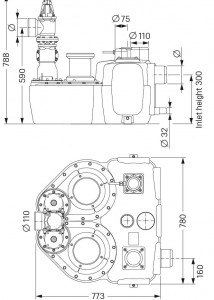 Чертеж бака насосной установки объемом 300 л Чертеж бака насосной установки объемом 3000 л